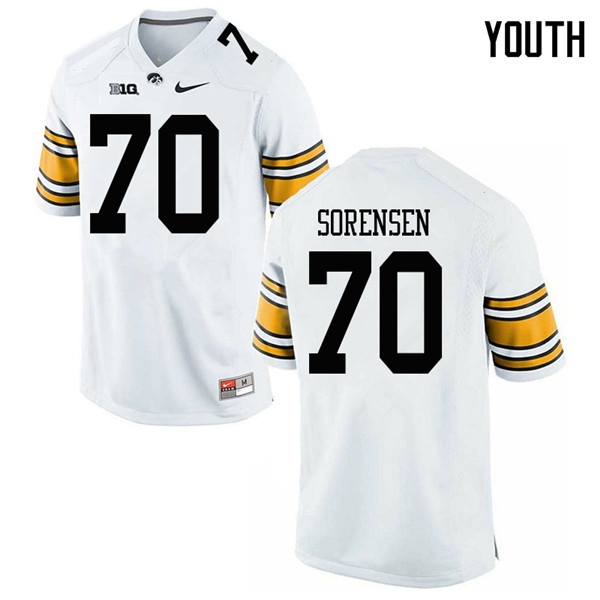 Youth #70 Kyle Sorensen Iowa Hawkeyes College Football Jerseys Sale-White - Click Image to Close